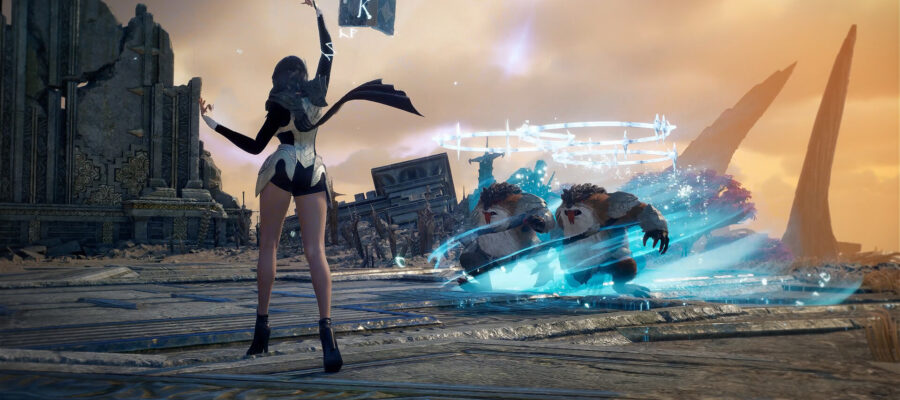 Aion 2 : une Daeva lance une compétence sur deux monstres