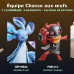 Lunara combattante, avec Givrotus, Pulsato et Turbulaine en assistants pour la Chasse aux œufs d'Aniimo, visuels officiels