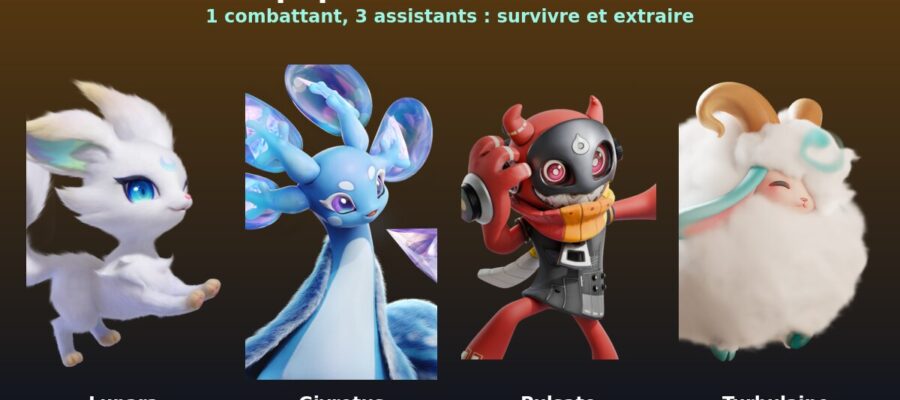Lunara combattante, avec Givrotus, Pulsato et Turbulaine en assistants pour la Chasse aux œufs d'Aniimo, visuels officiels