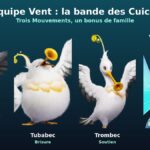 Clairbec, Tubabec, Trombec et Voletti, les quatre membres de l'équipe Vent d'Aniimo, visuels officiels
