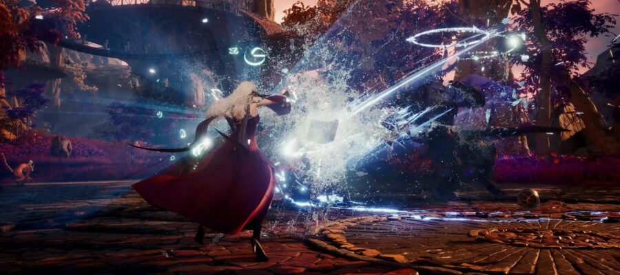 Aion 2 : une Daeva lance un sort en plein combat